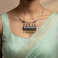 Dual Tone Oxidised German Silver Cylindrical Carved Hansuli Necklace
