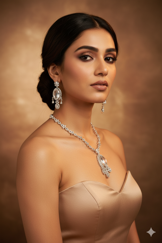 Crystal Regal Emerald-Cut Necklace Set