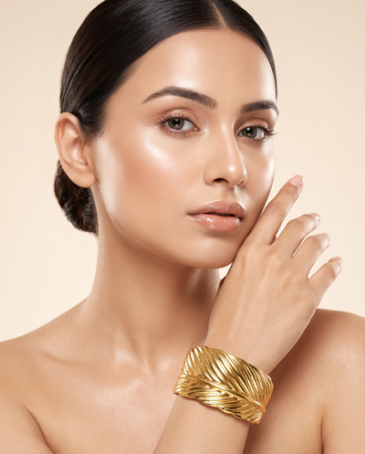 Feather Wave Textured Cuff Bracelet