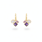 Amethyst Cluster Earrings with Champagne & Blush Petals | Natural Stones, Gold‑Plated Brass