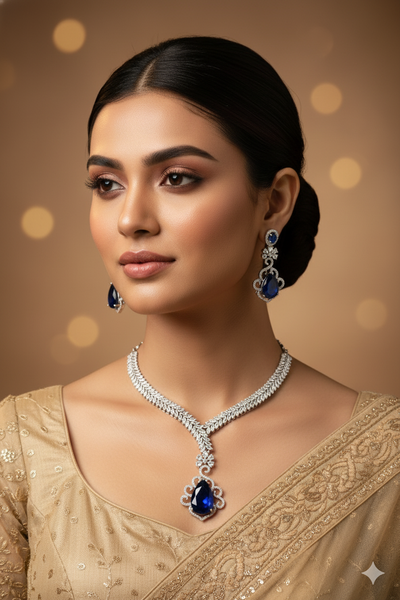 Blue Stone AD Necklace Set