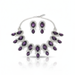 Korean Purple Oval Glass Stone Glass & AD Stone Necklace Set | Rhodium Plated Bridal & Party Jewelry with Earrings