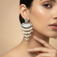 Ivory Navette Monalisa Waterfall Pearl Earrings | Oxidised German Silver