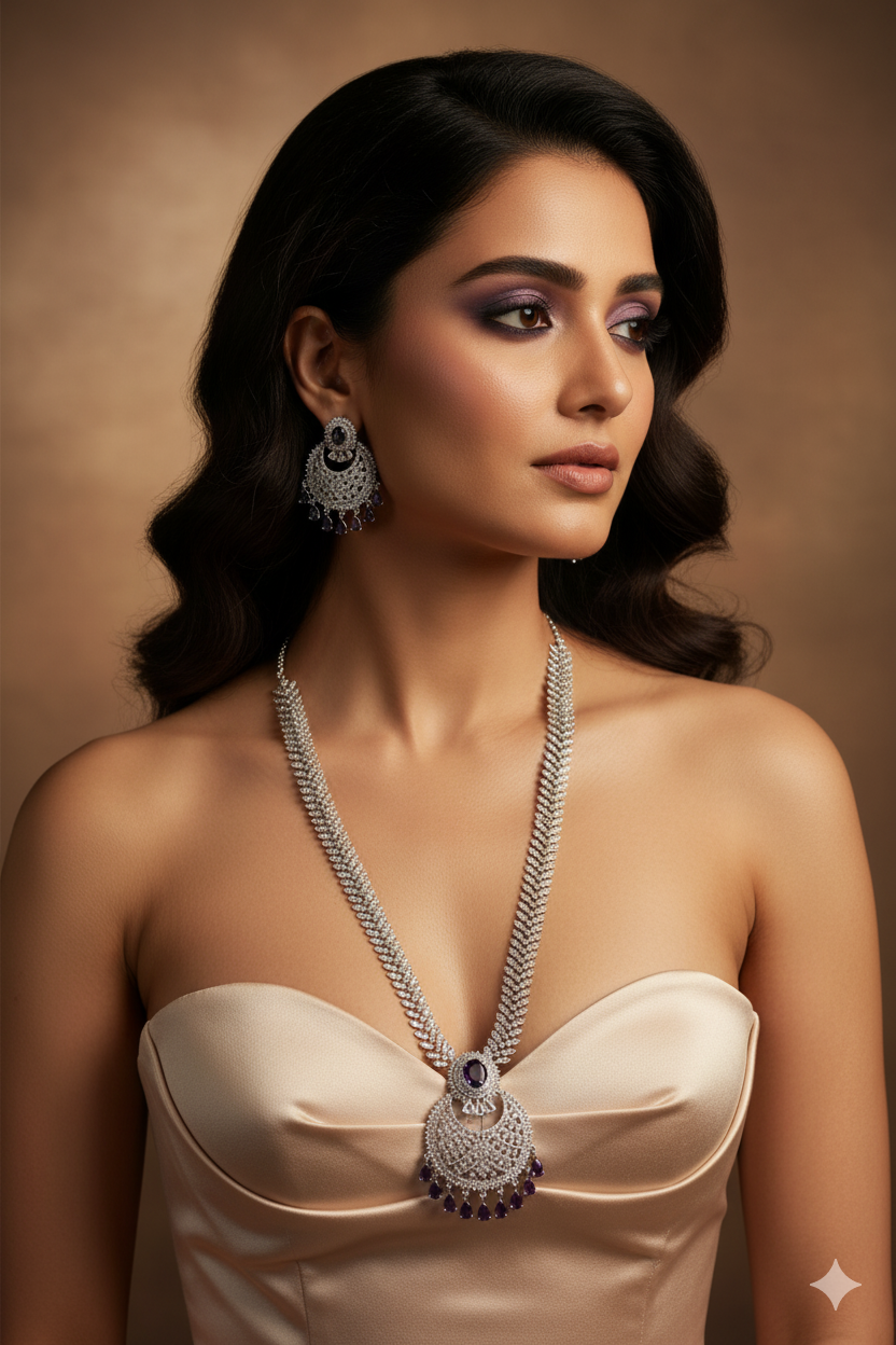 Sapphire Moon Fan AD Necklace Set