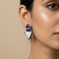 Geometric Blue & White Monalisa German Silver Oxidised Stud Earrings