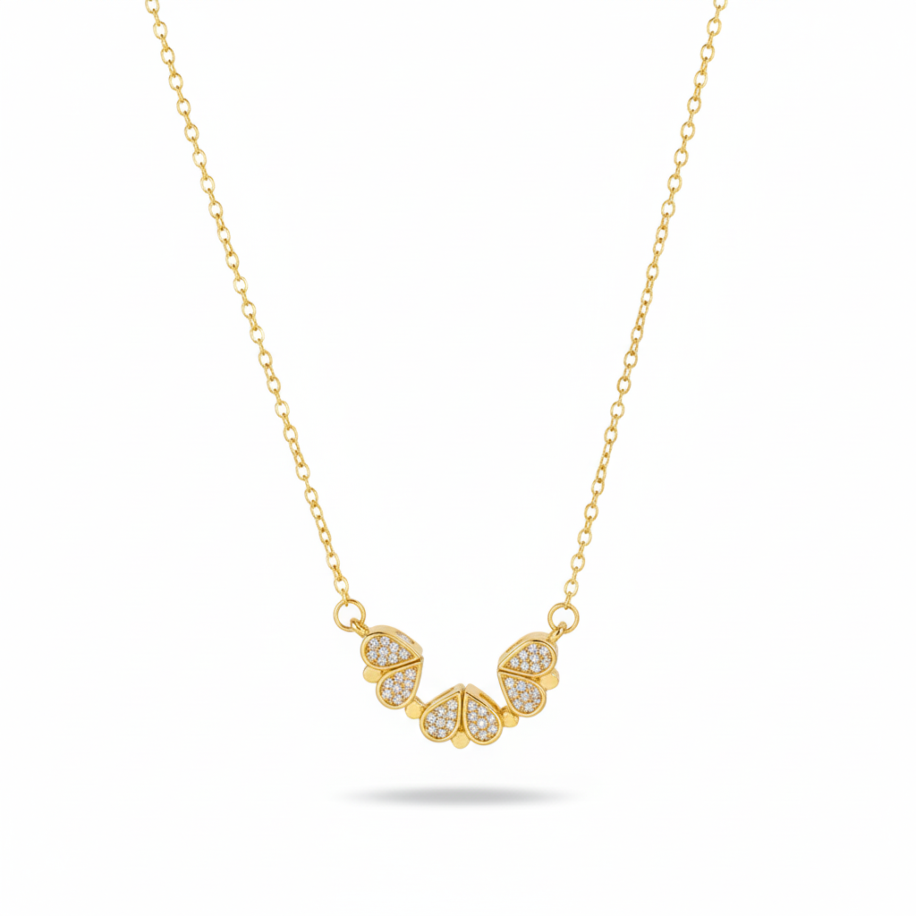 3-in-1 Magnetic Teardrop Pendant Necklace – Convertible Flower, Heart & Petal Design, Gold Tone Anti-Tarnish