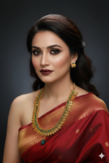 Antique Coin Haram Necklace with Green Accents