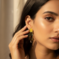 Natural Stone Multicolor Chandelier Earrings in Gold‑Plated Brass | Anti‑Tarnish, Lightweight
