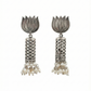 Lotus Oxidised German Silver Jhumka Earrings with Pearl Cluster Drops | Antique Finish Earrings
