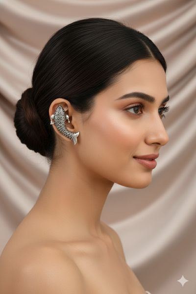 Oxidised German Silver Fish Earrings – Large Statement Dangler