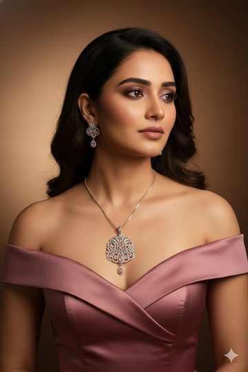 Pastel Pink Victorian Pendant Set