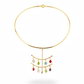 Hansuli Necklace with Cascade Teardrop Charms – Multicolor Stones | Brass Anti Tarnish | Lightweight