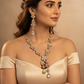 Floral Temple Necklace Set with Kundan & Teardrop Charms