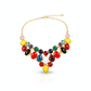 Multicolor Natural Stone Bib Statement Necklace | Brass Anti Tarnish | Lightweight