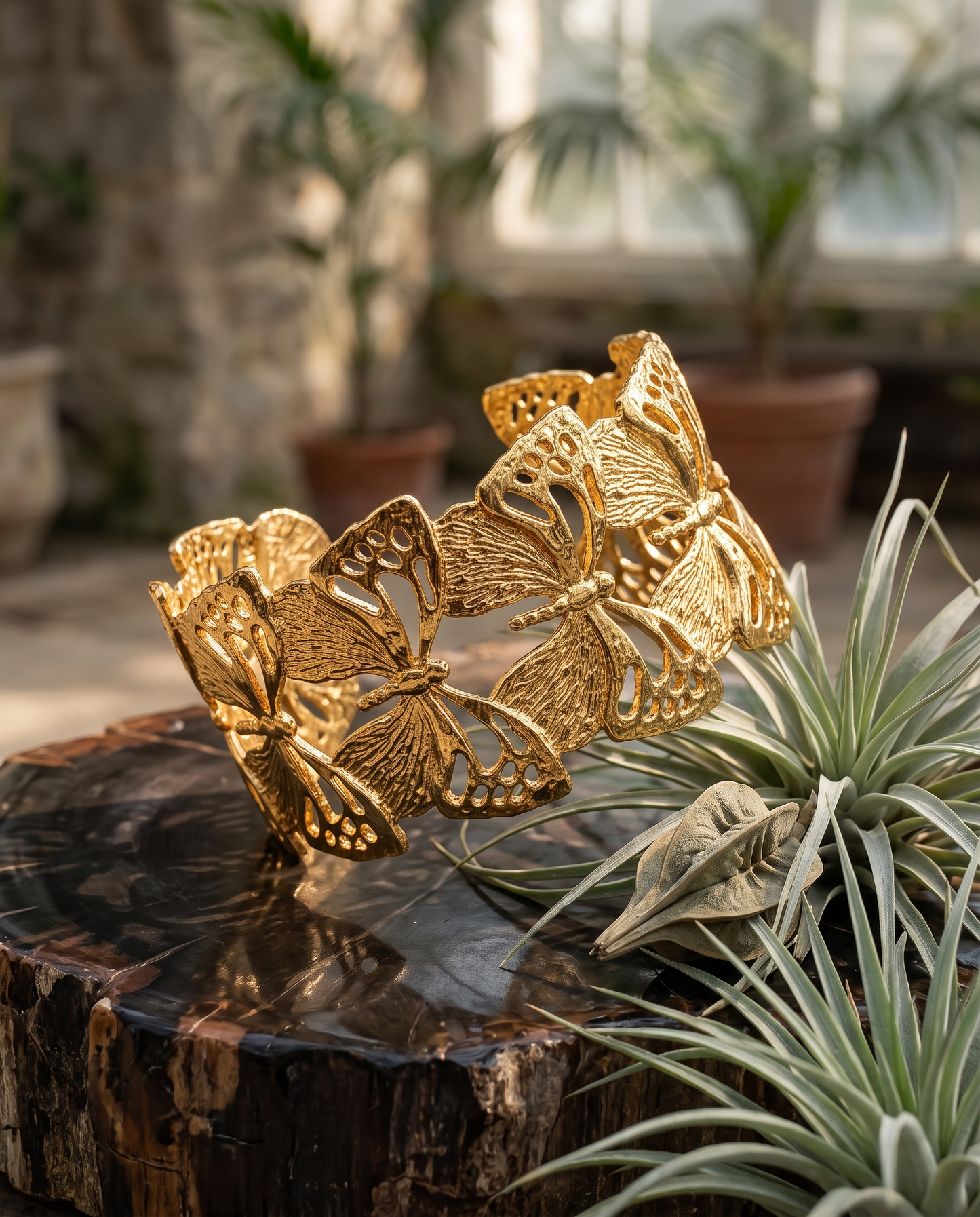 Butterfly Garden Link Cuff Bracelet