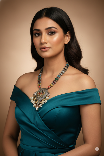 Multicolor Gem Lion Pendant Replica Necklace for Women