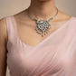 Oxidised German Silver Hansli Necklace with Peacock Motif & Jhumka Drops | Festive Statement Choker