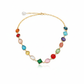 Multicolor Stone Chain Pendant with Pearl Drop | Natural Stones, Gold-Plated Brass