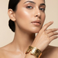 Anti-Tarnish Gold Hammered Sculptural Cuff Bracelet – Bold Textured Design