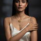 Floral Pendant Necklace – Double Flower Gold Plated Design with CZ Stones