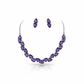 Korean Purple Glass Stone Jewelry Necklace Set | Rhodium Plated Elegant Minimal Jewelry with Earrings