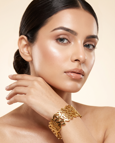 Woven Leaf Lattice Bangle Bracelet