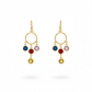 Circle Charm Dangle Earrings – Multicolor Natural Stones | Gold‑Plated Brass
