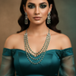 Emerald Layered Ranihaar Style Necklace Set
