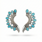 Turquoise Monalisa Stone Crescent Oxidised German Silver Earrings | Ethnic Statement Jewellery