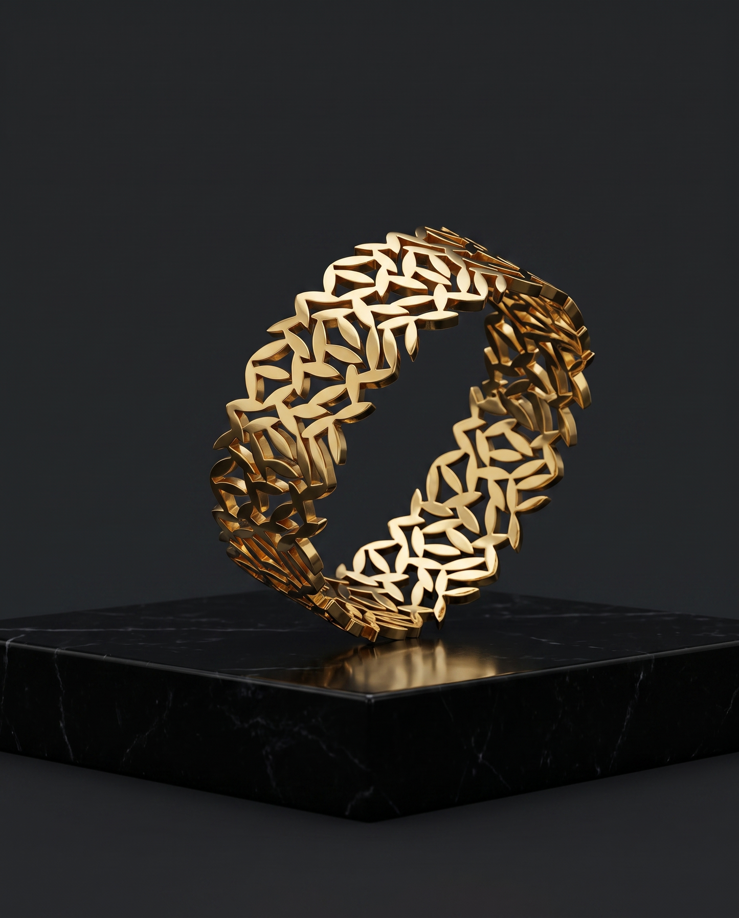 Woven Leaf Lattice Bangle Bracelet