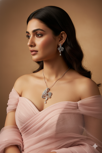 Abstract Blooming Swan Necklace Set