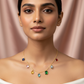 Multicolor Natural Stone Station Chain Pendant Necklace | Gold‑Plated Brass, Anti‑Tarnish