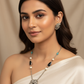 Krishna–Peacock Relief Pendant Set with Beaded Chain | Oxidised German Silver