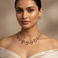 Antique Temple Necklace Set with Pastel Lilac & Polki Look Stones