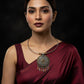 Dual Tone German Silver Hasli/Hansli Necklace – Floral mandala pendant with danglers Oxidised Hansuli Choker for Women