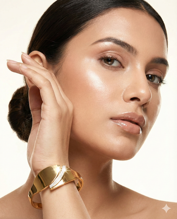 Anti-Tarnish Gold Folded Leaf Stainless Steel Bracelet