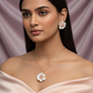 Petal Flower Pendant Set - White & Pink Enamel Luxury Necklace & Earrings | Anti Tarnish