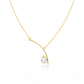 Curved Bar Chain Necklace with Clear Teardrop Natural Stone | Brass Anti Tarnish | Lightweight