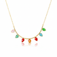 Leaf Design Multicolor Necklace | Natural Stones, Gold-Plated Brass