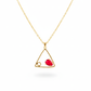 Geometric Triangle Pendant with Red Stone | Natural Stone Chain Pendant, Gold-Plated Brass