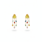 Natural Stone Multicolor Chandelier Earrings in Gold‑Plated Brass | Anti‑Tarnish, Lightweight