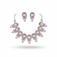 Korean Pink Oval Glass Stone Glass & AD Stone Necklace Set | Rhodium Plated Bridal & Party Jewelry with Earrings