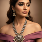 Royal Oxidised Kundan Style Necklace Set with Earrings for Women