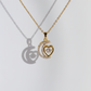 Moon & Heart Pendant Necklace – Gold Plated with CZ Stones