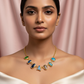 Natural Stone Statement Necklace – Multicolor Gem Chain | Brass Anti Tarnish | Lightweight