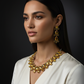 Korean Yellow Glass Stone Jewelry Jewelry Set | Rhodium Plated Necklace & Earrings
