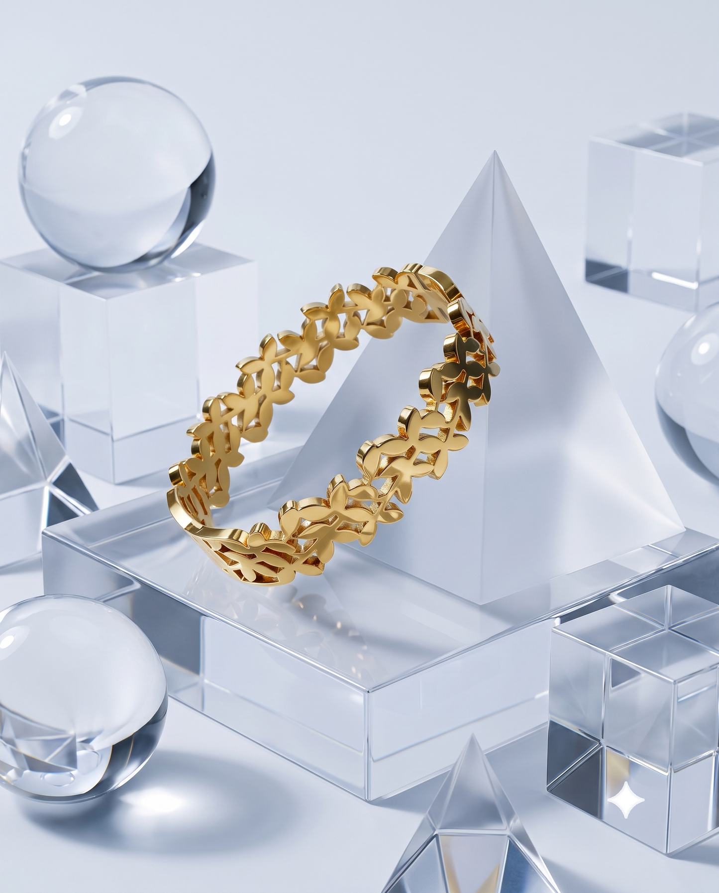 Golden Leaf Link Hinged Bangle Bracelet