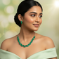 Korean Green Glass Stone Jewelry Necklace Set | Rhodium Plated Elegant Jewelry with Earrings