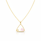 Geometric Triangle Pendant with Rose Quartz | Natural Stone Chain Pendant, Gold-Plated Brass