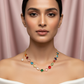 Multicolor Stone Chain Pendant with Pearl Drop | Natural Stones, Gold-Plated Brass